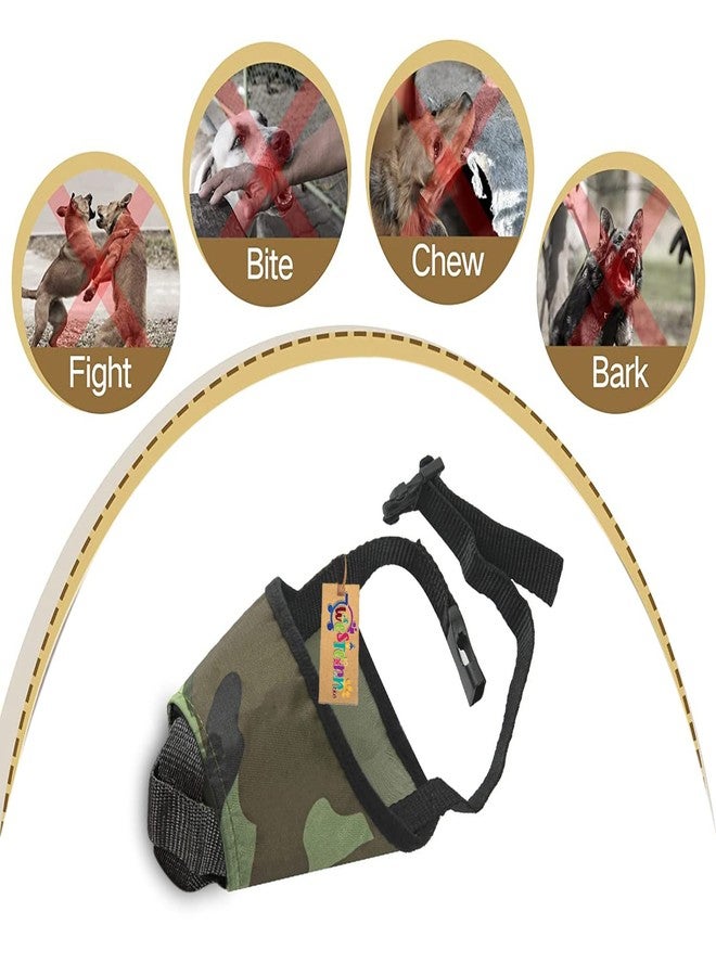 ويستيرن إرا كمامة للكلاب بنمط التمويه من العصر الغربي - غطاء واقٍ للفم من النايلون الناعم القابل للتعديل والتهوية، مناسب للكلاب الصغيرة والمتوسطة والكبيرة، مضاد للمضغ والنباح والعض (صغير) - Image 2